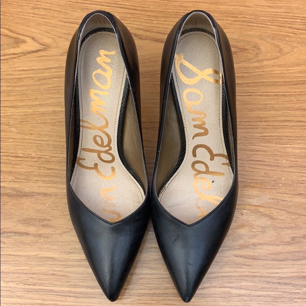 Black Leather Orella Pumps